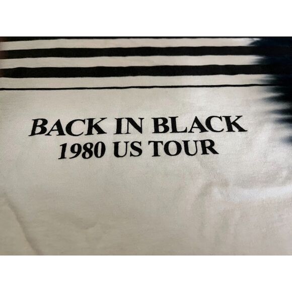 AC/DC Men's Retro Back in Black 1980 Tour White/Black TieDye 2021 Tee M/L - Picture 3 of 4